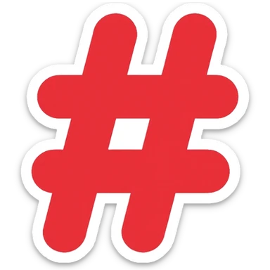 red hashtag symbol sticker