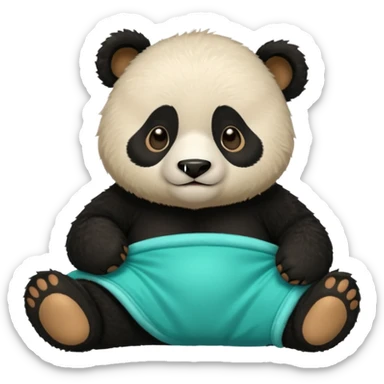 make a cute DARK GREEN PANDA with some furry cyan pjs laying down sticker