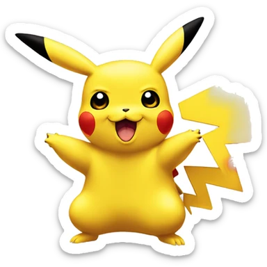 Pikachu sets the fire sticker