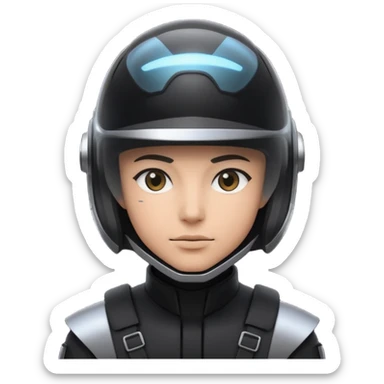 time traveler in black clothes and helmet sticker