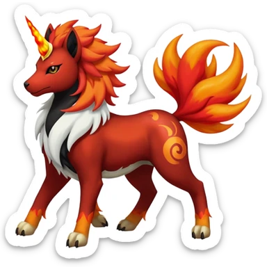 Shiny Exotic Gothic Rapidash-Houndoom-Arcanine-Pokémon-Fakémon-hybrid-creature sticker
