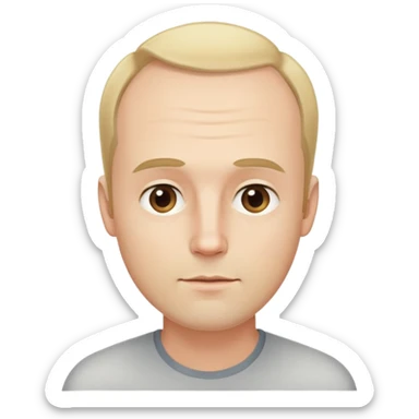 Đàn ông, mặt to, tóc vàng nhạt rất ít tóc cằm dài, mặt đầy đặn trán cao sticker