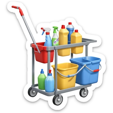 cleaning cart grey color sticker