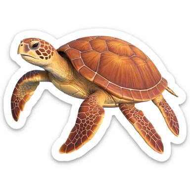 A realistic sea turtle swimming sticker