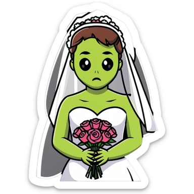 zombie bride with wedding veil and bouquet sticker