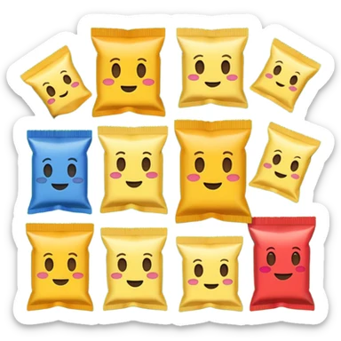 A lot of emojis all different in colors and style but all of them related to chips and chips packs and all of them on a green background sticker