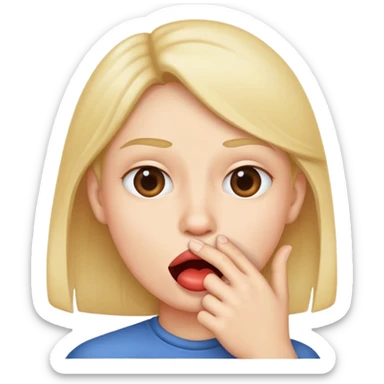 Emoji mordendo o lábio com a mão na boca  sticker