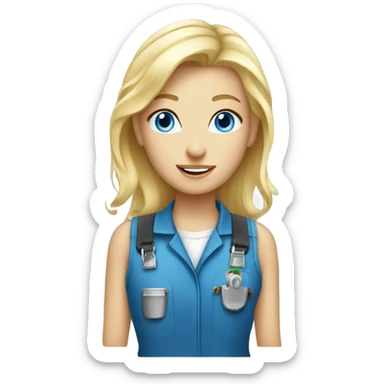 blonde hair blue eyed girl electrician  sticker