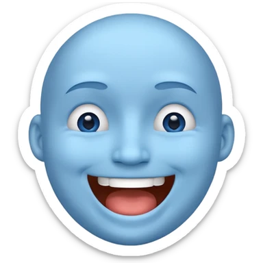 A blue face laughing out loud while covering it's mouth  sticker