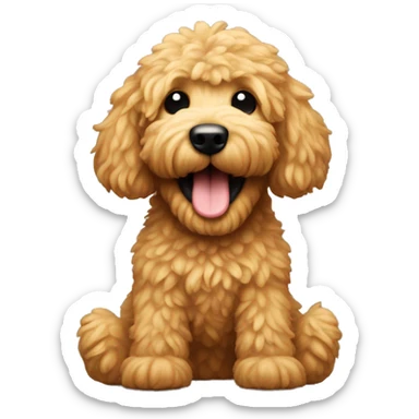 Golden doodle with human teeth and human arms and legs  sticker