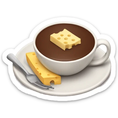 Cup of chocolate with cheese finger on a plate sticker