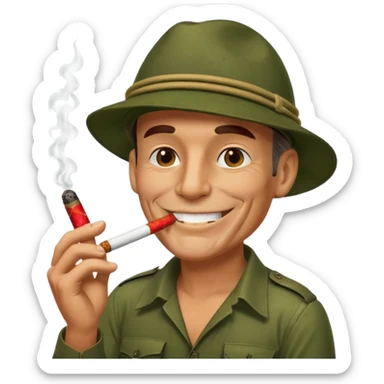 old school jungle commando smoking a cigar with a grin sticker