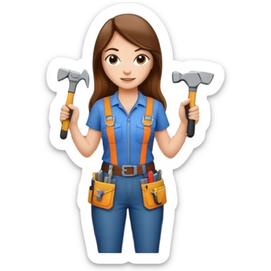 beautiful girl with long brown hair constructing new lounge room area with flat screen tv and couch sticker