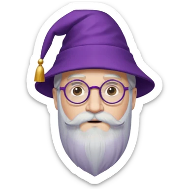 dumbledore, white hair, wear purple magic hat, glasses sticker