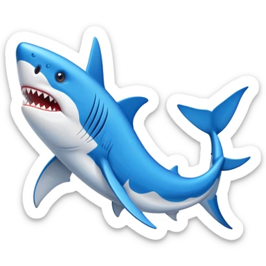 Tiburón con zapatillas deportivas azules sticker