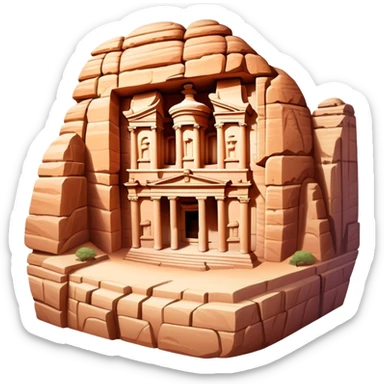 Ancient city of Petra in Jordan with the famous Treasury building carved into rock sticker