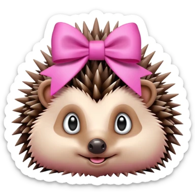 hedgehog with a pink bow sticker