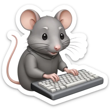 Rat typing on keyboard  sticker