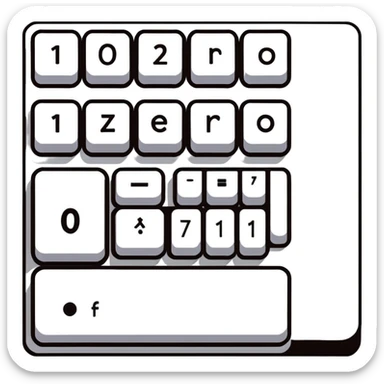 Number 0 keycap, keyboard button with the digit zero sticker