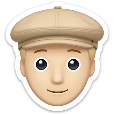 Single beige Kangol 504 flat cap hat, isolated object, iOS emoji style, no person wearing it, light tan color sticker