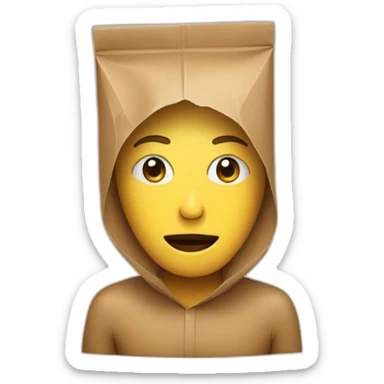 a person covering their head with a paper bag sticker