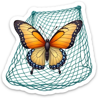butterfly being caught in a net sticker