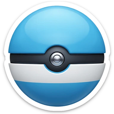 vibrant blue pokeball emoji with a black stripe and highlights, top half vibrant blue, bottom half white sticker