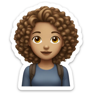 light skinned girl with brown curly hair sticker