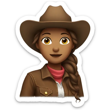 Cowgirl with brown hair on horse sticker