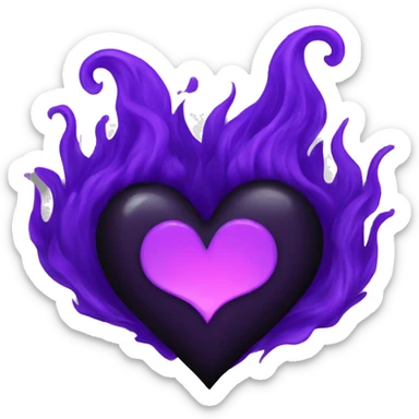 Black heart purple flame sticker