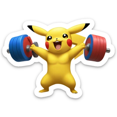 Pikachu cheering a bodybuilder in training  sticker