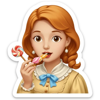Colonial woman eating taffy  sticker