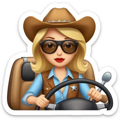 Cowgirl wearing sunglasses driving sticker