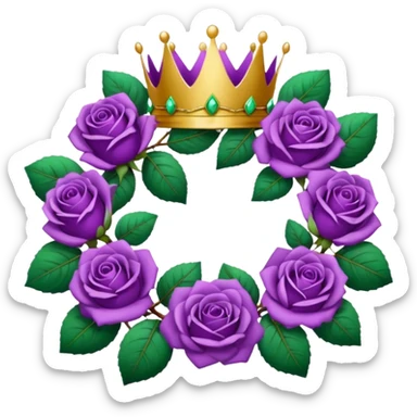 Purple rose with crown and a leaf wreath sticker