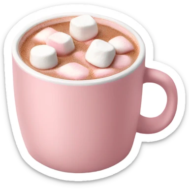 Light Pink mug of hot chocolate with marshmallows  sticker