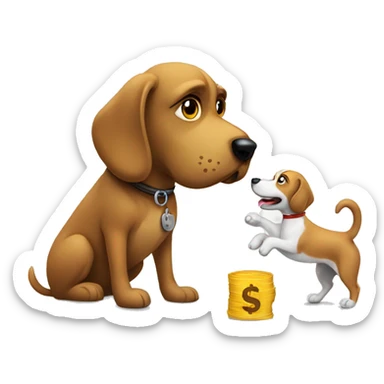 dog asking another dog for money sticker