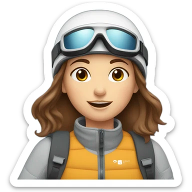 girl with brown hair skiing in the alps sticker
