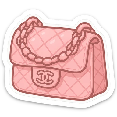 pink Chanel purse, cute and exaggerated chibi sticker style sticker