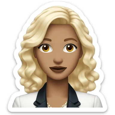 blonde girl blue eyes with chanel blazer sticker