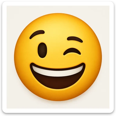 yellow emoji face winking playfully sticker