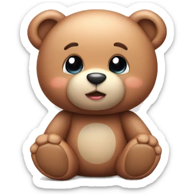 Cute female Teddy Bear Emoji with blush, kids teddy bear, 3d sticker