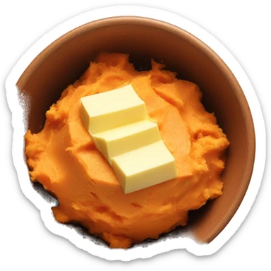 mashed sweet potatoes in a bowl with butter on top sticker