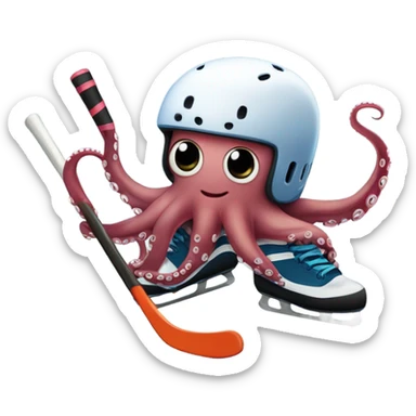 Hockey playing octopus  sticker