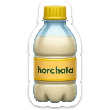 agua de horchata en botella de plastico amigable con una etiqueta que dice "horchata" sticker