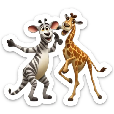 gloria and melman from madagascar dancing sticker