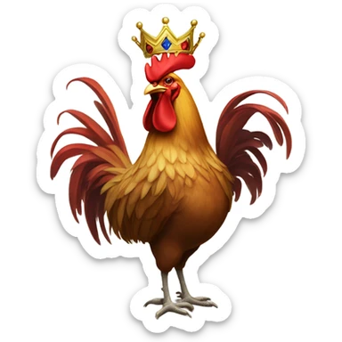 crestless rooster with a king's crown sticker