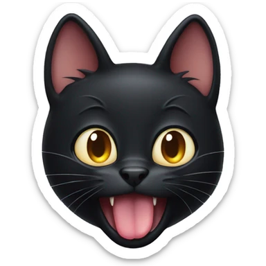 black cat tongue out sticker
