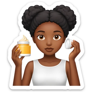 Black girl applying face cream sticker