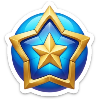 Uma esfera translúcida com reflexos roxos e azuis envolve uma estrela dourada brilhante no centro, criando um visual etéreo e futurista sticker