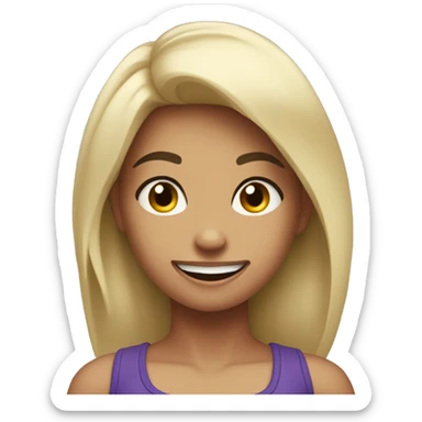 pumped up girl with black hair sticker